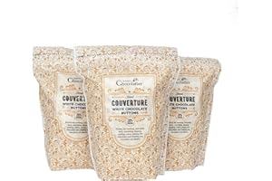 MARTIN’S CHOCOLATIER Belgian White Chocolate Buttons Premium Chocolate by Martin's Chocolatier for Chocolate Fountain, Moulding or Artwork (3 x 900 Grams)