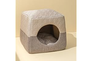 VERLA Cat Cave Bed for Indoor Cats up to 7kg, 37x33x30cm 3 in 1 Warm Cave Cat House Cat Sofa Bed Foldable Microfiber Tent with Removable Washable Cushion Pillow for Kitten Cats Small Dogs Puppy Small Pets