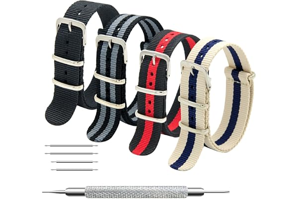 MEGALITH Bracelet de Montre 4/8 Paquet Bracelet 16mm 18mm 20mm 22mm 24mm Bandes en Nylon Balistique Bracelet avec Boucle en Acier Inoxydable