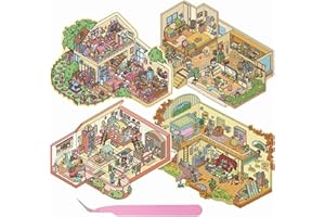 Wnqou 4 juegos de calcomanías 3D para casa, calcomanías de escena 3D, calcomanías de escena de cabina simuladas, versión grande, bonitas calcomanías de paisaje de dibujos animados para adultos y