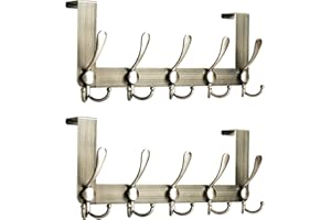 Honsky Türgarderobe -Metall, Türhakenleiste zum Einhängen mit 15 Hanken, Türhaken innenseite, Kleiderhaken Tür, Solide Türhaken zum Einhängen,Antikbronze, 2 Stück (Türfalzstärken4,5/4/3,5cm)