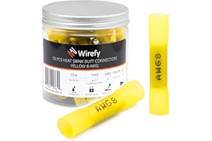 Wirefy 50 Pièces Cosses a Sertir Thermorétractables Bout à Bout - Cosses Électriques Isolés pour Cable sans Soudure - 10 mm²