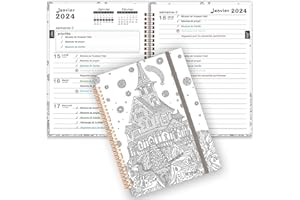 COKOAiAi Agenda 2024 Semainier, Agenda 2024 de Janv. 2024 à Déc. 2024, Agenda Semainier 2024, priorités hebdomadaires, livre à spirale portable A5 Agenda(22x16 cm)
