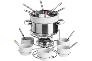 Premier Housewares Acciaio Inox/Porcellana Set Fonduta, Bianco