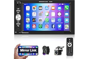 RIMOODY Autoradio 2 Din avec Bluetooth Mains Libres Lien Miroir 6,2 Pouces HD Écran Tactile Autoradio avec Blurtooth FM Radio 2 USB/SD/AUX Autoradio avec Télécommande Commande au Volant + Caméra de Recul