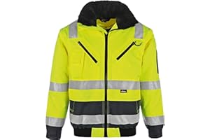 R&K Dienstbekleidung 4 in 1 Warnschutz-Pilotenjacke THOSA, abnehmbare Ärmel, herausnehmbares Fell, wasserdicht, gelb, Gr. S - 5XL