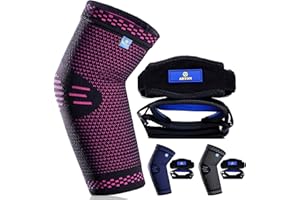 ABYON Ellenbogenbandage für Damen, Kompression Ellenbogen Bandage (1 Stücke) mit Tennisarm Bandage (2 Stücke) für Tennisarm, Golferarm, Arthritis, Sehnenentzündung (Rosa, S)