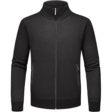 GAOHONGMEI Heren fijn gebreid vest trui lange mouwen jas trui winter warme V-hals gebreide trui casual outwear top blauw-XXL