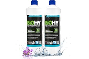 BiOHY Nettoyant vitres professionnel (2 x 1l Bouteille) | Nettoyage sans Bandes des Surfaces de Verre, de fenêtres et de miroirs (Fensterreiniger)