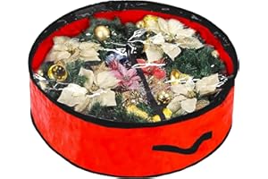 XIMEY Bolsa Corona Navidad, Bolsa de Almacenamiento de Guirnaldas de Navidad, Estuches de Guirnaldas de Navidad para Corona de Adviento, Adornos Navideños, Bolas Navideñas 24 pulgadas