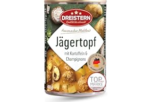 ‎DREISTERN DREISTERN Jägertopf 400g I Mit Kartoffeln & Champignons I Herzhaftes Fertiggericht in recyclebarer Konservendose I Lange Haltbarkeit dank natürlicher Konservierung I Hausmacher Qualität