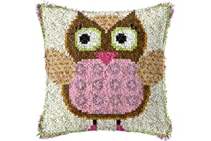 SKTWOE DIY Knüpfteppich Für Kinder Und Erwachsene Zum Selber Knüpfen-Teppich Knüpfset Latch Hook Kit DIY Handgefertigt Knüpfpackung Kissen Mit Bedruckter Leinwand 43X43cm,A