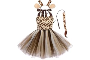 IMEKIS Costume Cosplay Animale per Bambina Vestire da Compleanno Principessa Mucca Tigre Zebra Leopardo Giraffa Cane Abito in Tulle con Fascia e Coda 3 PZ Vestiti di Carnevale di Natale di Halloween