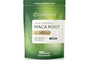 Maca Root Tablets 12,000mg | Naturally Sourced & High Strength Maca Root Extract | 180 Vegan Tablets | Supplement for Men & Women | by Carlyle
