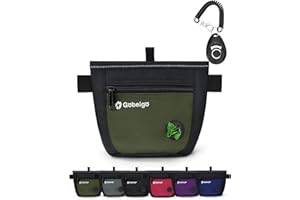 Gobeigo Bolsa de golosinas para perros y clicker de entrenamiento, dos cierres magnéticos mejorados para evitar derrames, bolsa de regalo de 2 tazas con dispensador de bolsas para excrementos,