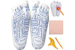 APOLLOPTIMUM Reflexology Socks with Massage Tool,Acupressure Socks Set, High Elastic Cotton Foot Massage Socks with Acupressure Pen,Reflexology Stick & Towel for Pressure Point Relief (Women)