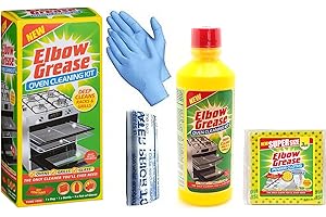 TOPEST Elbow Grease Oven Cleaner for Domestic Ovens and BBQ - 500 ML Bottle - Bags and Gloves Included - Complete Oven Cleaning Kit with 1 Pack of Elbow Grease Power Cloth