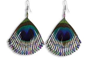 ISLAND PIERCINGS Pfauenauge Pfau Feder Ohrringe Hänger ER268