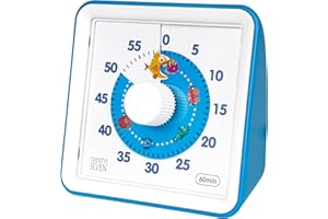 TWENTY5 SEVEN Visual Timer with Protective Case, 60-Minute Countdown Timer for Kids Autism ADHD Classroom Home Office, Countdown Clock for Meeting Time Management, Blue, Fish Pattern, T0869