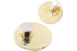 Brudazon | 20 Mini Imanes Discos 8x5mm | N52 Nivel más Fuerte - Los imanes de neodimio Ultra Fuertes | Imán del Poder para la Toma de Modelo, Foto, Pizarra Blanca | Pequeño, Redondo y Extra Fuerte