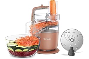 Kenwood MultiPro Go FDP22.​130RD, Kitchen Robot, Chops, Slices, Grates, Purees, and Kneads, 360° Express Serve, 1.3L Bowl, Kneading Blades, 4mm Disc, 650W, Clay Red