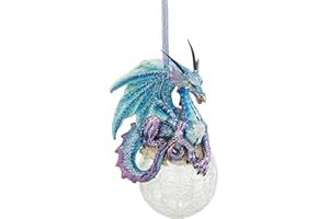 DESIGN TOSCANO Ozdoby choinkowe - Frost the Gothic Dragon Holiday Ornament - Płatek śniegu Dragon Ball Ornament - Dekoracje świąteczne