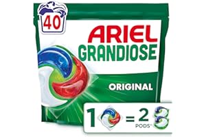 Ariel Grandiose PODS, Lessive Liquide En Capsules 40 Lavages, Original 2 X Action Détachante et Anti-Odeur
