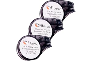 FIBEROO Recambio compatible M21-750-427 para BMP21 PLUS & BMP21 LAB no apto para M210 & M211 Cinta adhesiva de vinilo imprimible escritura negra sobre blanco fibra óptica, cables de red: lote de 3