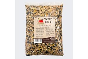 Bird Food Seed Feed Mix For Small Wild Garden Birds 1.8kg - SeedzBox Deluxe Grain & Nut Blend - Natural Food For Robins Blackbirds Sparrows - Millet Peanut Fats and Fibres