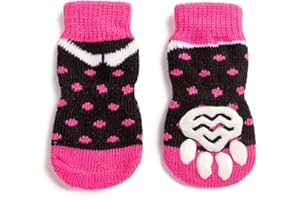 Akopawon 4 Pcs Chaussettes Anti-Dérapantes Chien Chat Contrôle Traction pour Porter à l’intérieur, Chaussettes Chien Chat pour Chien Chat avec Renforcement en Caoutchouc, Taille S - 3XL 1.0-22,5 Kg