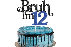 Gyufise 1 Pack Bruh I'm 12 Cake Topper Oh Yeah It's My 12 Birthday Cake Pick Dude Bro I'm 12 Fabulous Cake Decorations for Cheers to 12 Years Happy 12th Birthday Party Cake Decoration Blue