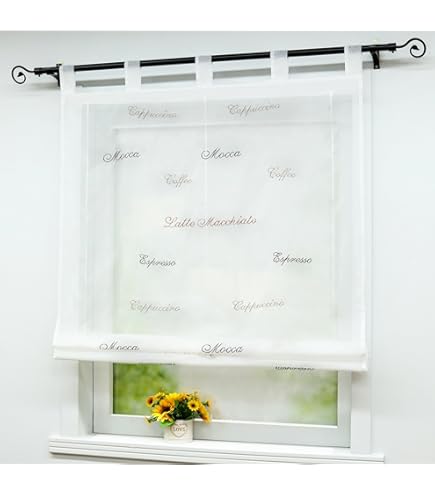 Tulpe Blumen Cremefarbene Qualität Café Netz Vorhang In 12"" 18"" 24