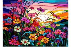 HEIBAGO 5D Diamond Painting Kits for Adults Kids, Full Drill Colorful Flowers Diamond Art Kits for Beginners, DIY Round Diamond Dots Kits Flowers Crystal Craft for Home Art Decor 30x40cm