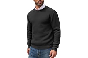 COOFANDY Herren Pullover Waffelstrick Strickpullover Winter Modern Einfarbig Männer Pulli mit Rundhals