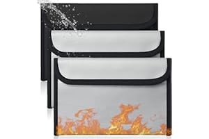 VAILEAL 3 bolsas para documentos ignífugas, 20,5 x 12 cm, resistentes al fuego, resistentes al agua, para pasaportes, archivos bancarios, objetos de valor