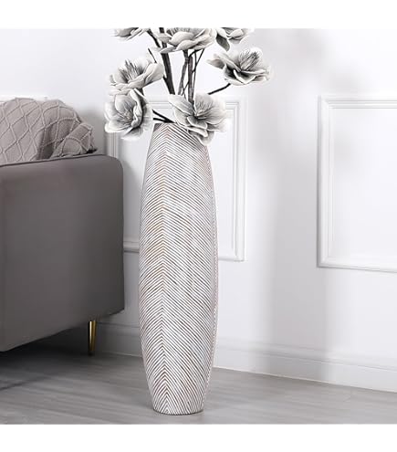 GILDE Keraik Ovale Vase Bridgetown 2 Stück Grau Silber L