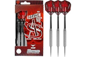 Harrows Assassin Tungsten Darts | Steel Darts Set with Carry Case | Available in 30g, 32g, 34g, 36g, 38g & 40g | Includes Nylon Shafts, 100-Micron Prime Flights, and Travel Case
