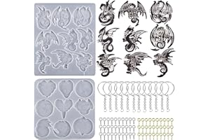 Attuslla 2 Pack Dragon Pendant Molds Dragon Earring Dragons Resin Casting Mold Soap Making Molds Silicone Mold for Candle Home Decorate Candle Making
