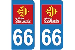 supstick 2 STICKERS AUTOCOLLANT PLAQUE IMMATRICULATION DEPT 66 région Occitanie