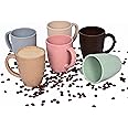 Eha Set of 6 Earth-Friendly Classic Coffee Mug | 300 ml | Made with Rice Husk & Bamboo Fibers | Microwave Safe | for Hot & Cold Coffee, Milk & Tea Cup | Matte Finish Mugs | Multicolor