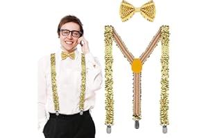 HJZHII Papillon Dorato Da Uomo, Papillon Glitter Oro, Carnevale Paillettes Glitter Outfit Bretelle Accessori Per Costumi Luminosi Paillettes Lampeggianti Capodanno Per Festa A Tema Carnevale