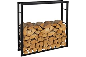 ML DESIGN MODERN LIVING ML-Design Stojak na drewno opałowe 100x100x25 cm, prostokątny, czarny, metalowy, wewnętrzny/zewnętrzny, stojak na drewno opałowe ze stali powlekanej, stojak na drewno opałowe do kominka/pieca