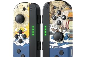 Powtree Wireless Controller for Switch/OLED/Lite, with 2 Pack Strap & 4 Joystick Cap, Dual Vibration, 6-Axis Motion Control, Wake-up, Turbo Function