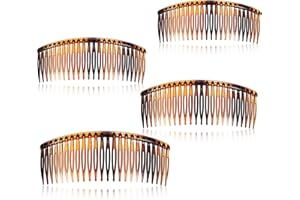 BOAO 4 Packs Tort Hair Slide Combs Tortoiseshell Side Comb Plain Hair Accessories Plastic Set Large 12. 5 cm