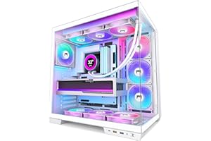 HYXN H1 ATX PC Gehäuse – Vorinstallierte 7 PWM ARGB Lüfter, Dual Kammer Mid Tower Gaming PC Gehäuse, mit Type-C, gleichzeitige Installation von 3X 360 mm Kühler (weiß, H1)