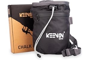 KEENON SPORTS® *Premium* Boulder & Climbing Set - Chalk Bag, Chalk Ball & Wooden Boulder Brush [as Set or Single] - Magnesia Bag for Secure Grip - Climbing Accessory Gift