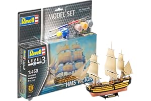 Revell Modellino Nave 1:450 – HMS Victory in Scala 1:450, Livello 3, Riproduzione Fedele con Molti Dettagli, Nave a Vela, Set Modello con Accessori Base, 65819