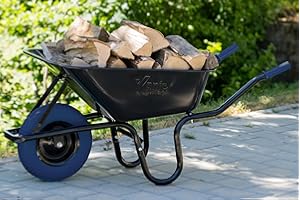 TIREX by xonic® Schubkarre mit Stahlfelge – Verzinkte Wanne bis 250kg/ 100l - Robuste Ausführung für Garten und BAU – Schieb-Karre mit PU Vollgummi-Rad (Dunkelblau-Schwarz)