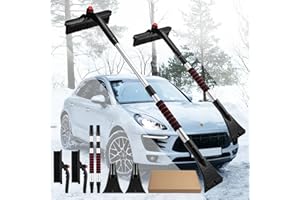 ‎CHANGEMOORE CHANGEMOORE 2Packs Teleskop Eiskratzer Auto Langer stiel 88cm, schneebesen Auto ausziehbar, 360° drehbarer Schnee entferner Auto mit Ergonomischem Schaumstoffgriff für Auto SUV LKW Windschutzscheibe