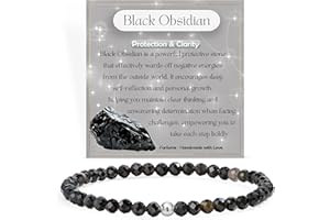 Farfume Bracciali di Perline per Donne, 4mm Bracciale di Cristallo in Argento Sterling 925, Gioielli di Pietra Naturale Regali di Chakra